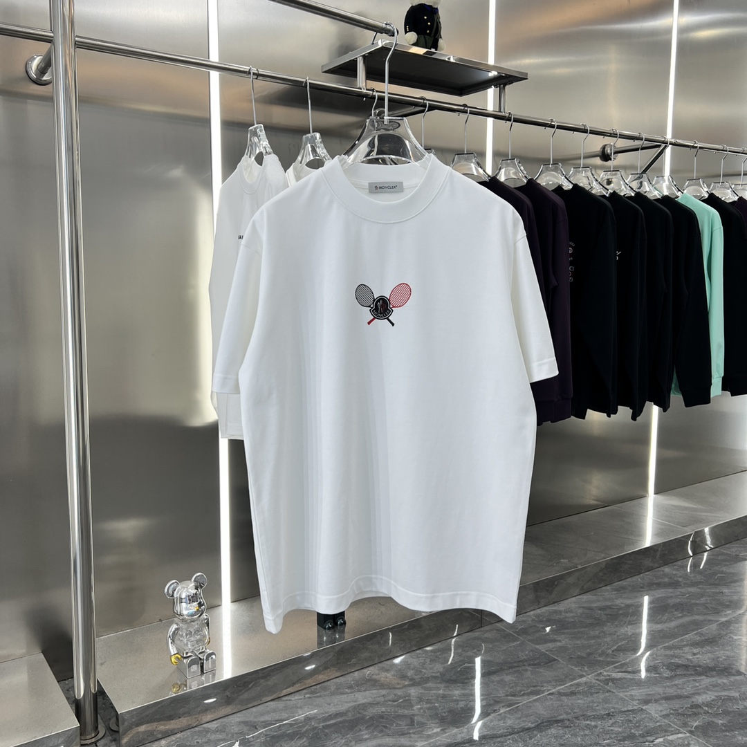 MONCLER 蒙口 2024 otoño-invierno nuevo estilo camiseta de manga corta de 320 gramos, estampado personalizado, detalles me…