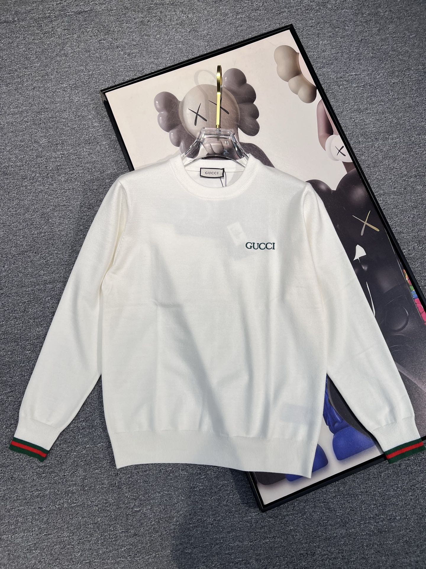 Gucci White Stripe Trim Sweater