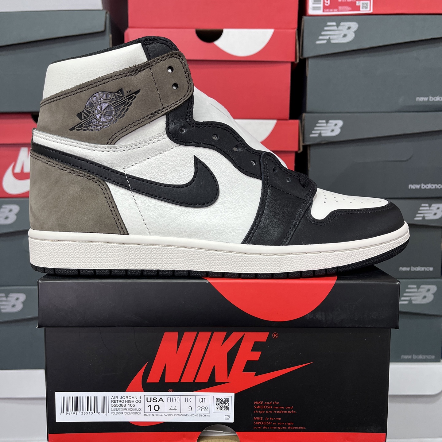  纯原 Air Jordan AJ1 Retro High 高帮黑摩卡小倒钩 -105 高端零售特供批次