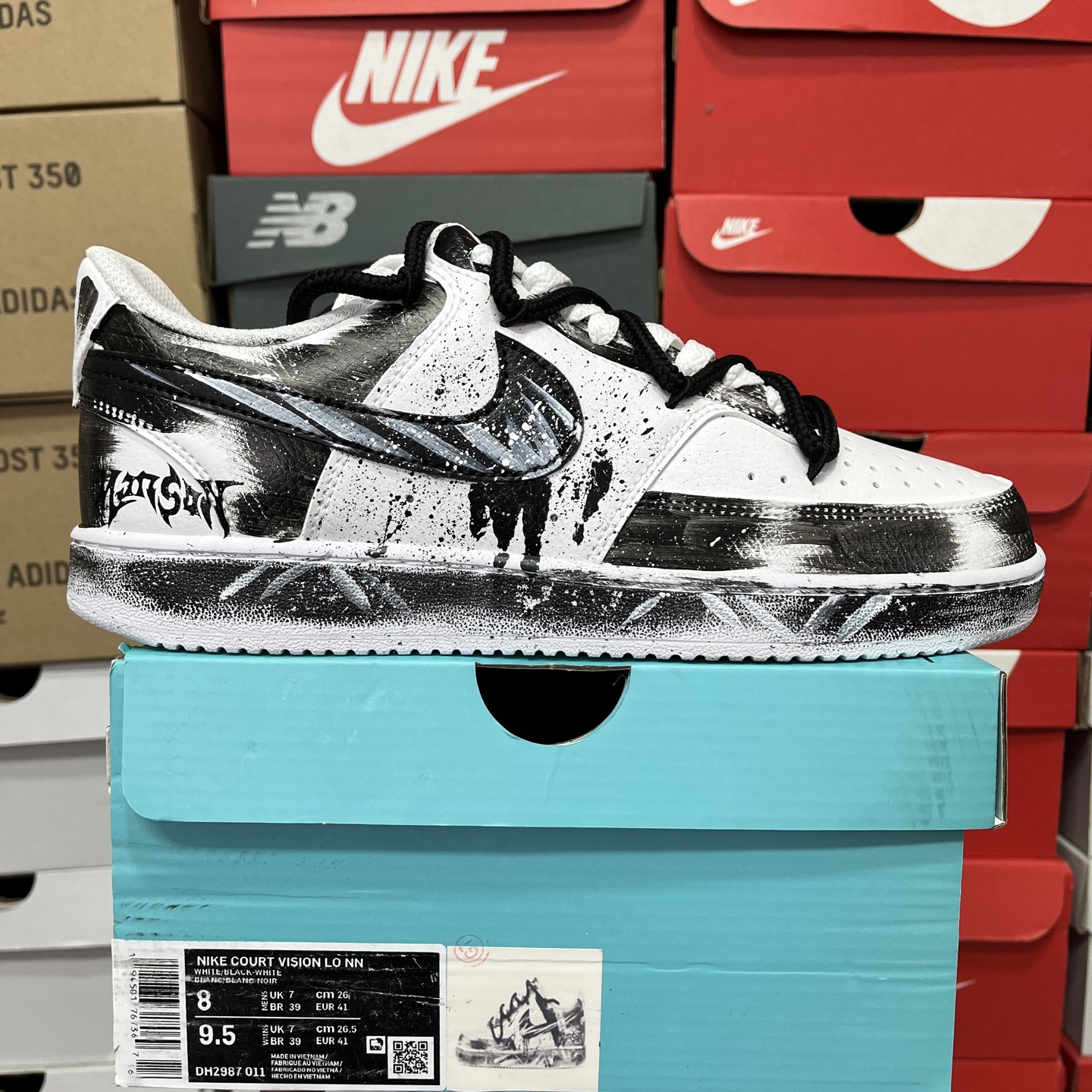  Y Nike Court Vision Low 镜之魅影 绘雅制造 涂鸦泼墨绑带 黑白 DH2987 