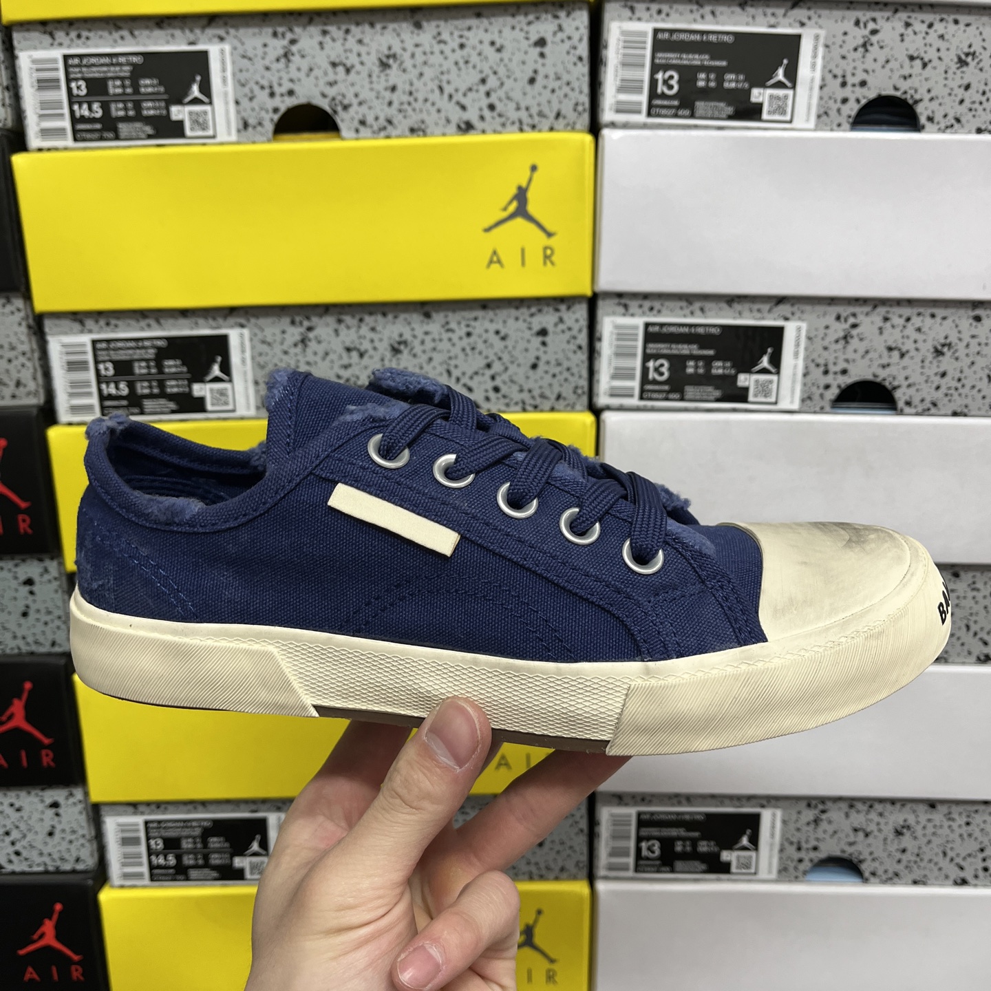  顶级天花板级别 巴黎世家破洞做旧布鞋  白橙红，Balenciaga 巴黎世家 Paris 破洞洗旧高