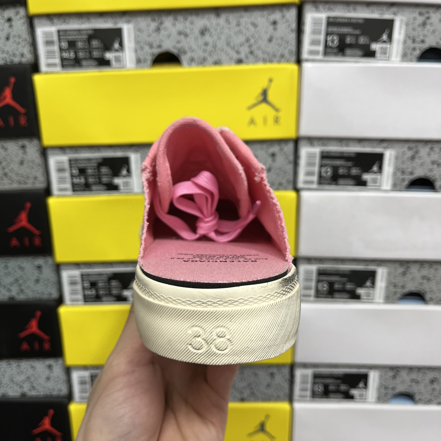  顶级天花板级别 巴黎世家破洞做旧布鞋 半托 粉白，Balenciaga 巴黎世家 Paris 破洞洗旧