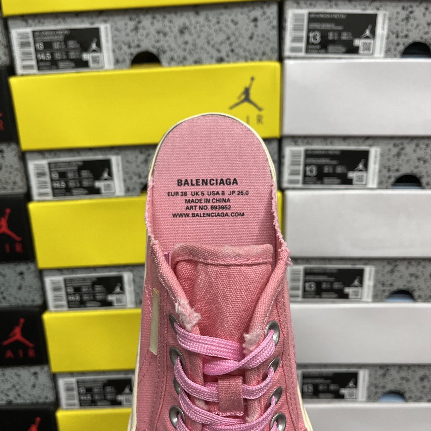  顶级天花板级别 巴黎世家破洞做旧布鞋 半托 粉白，Balenciaga 巴黎世家 Paris 破洞洗旧