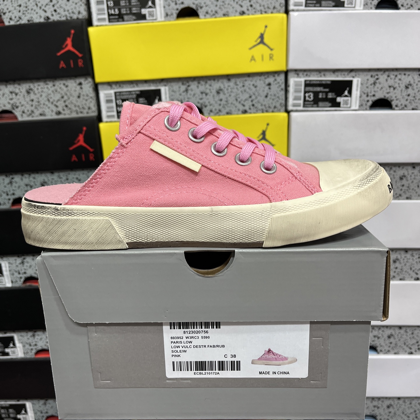  顶级天花板级别 巴黎世家破洞做旧布鞋 半托 粉白，Balenciaga 巴黎世家 Paris 破洞洗旧