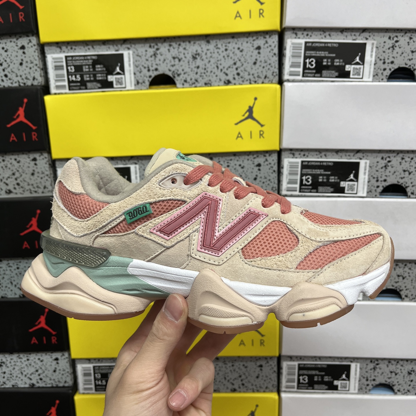  纯原 New Balance NB9060系列 联名三文鱼粉 新百伦绒面革网布经典百搭防滑耐磨透气低帮