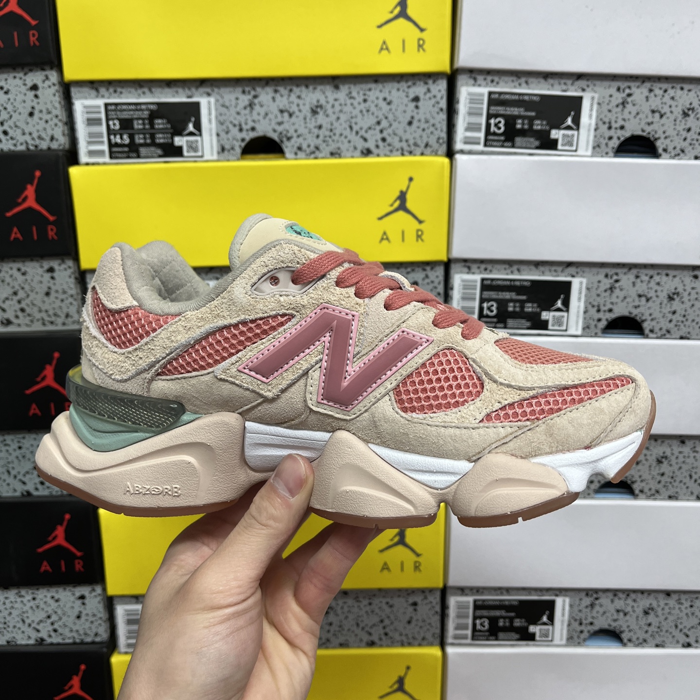  纯原 New Balance NB9060系列 联名三文鱼粉 新百伦绒面革网布经典百搭防滑耐磨透气低帮