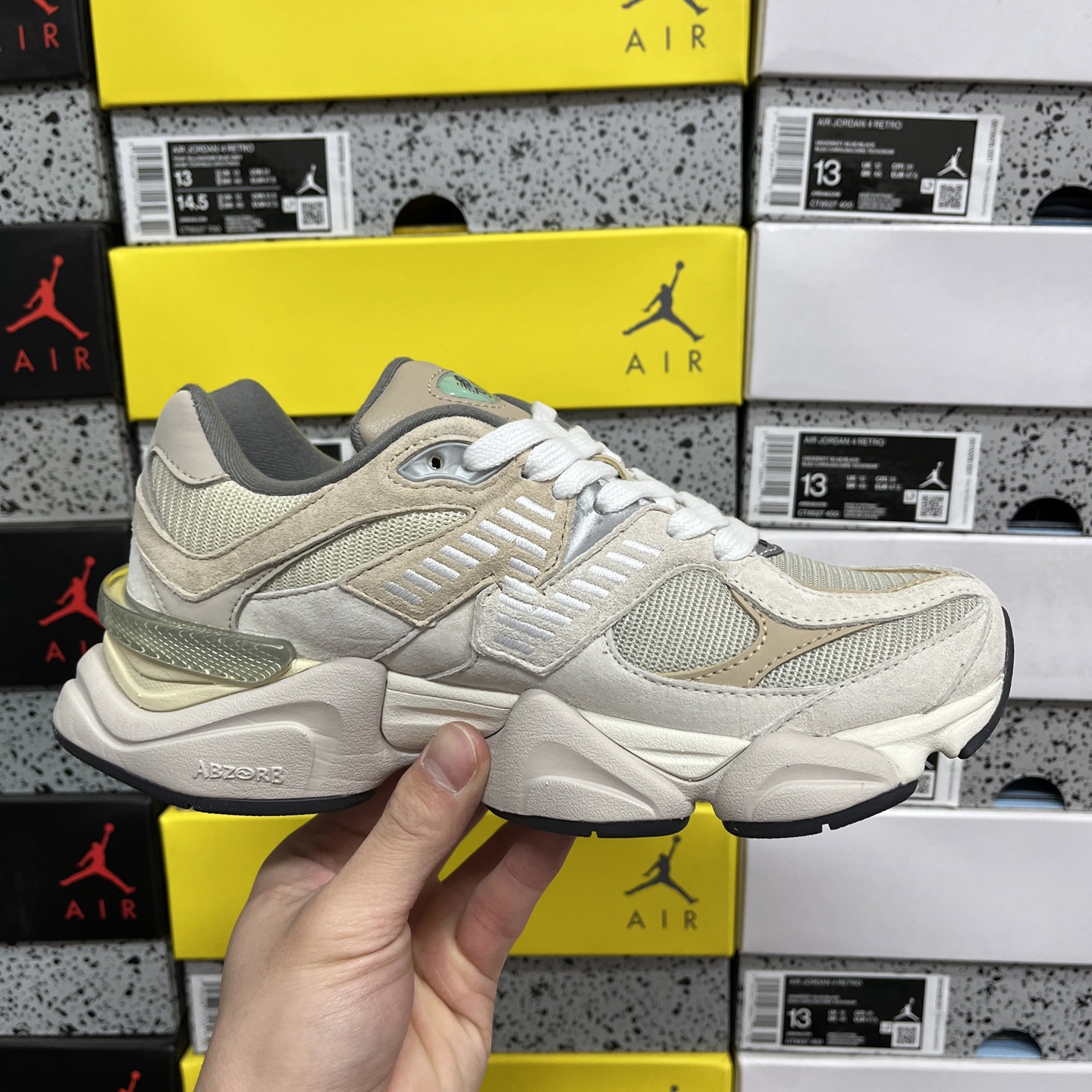  纯原 New Balance NB9060系列 浅棕色 新百伦绒面革网布经典百搭防滑耐磨透气低帮生活休