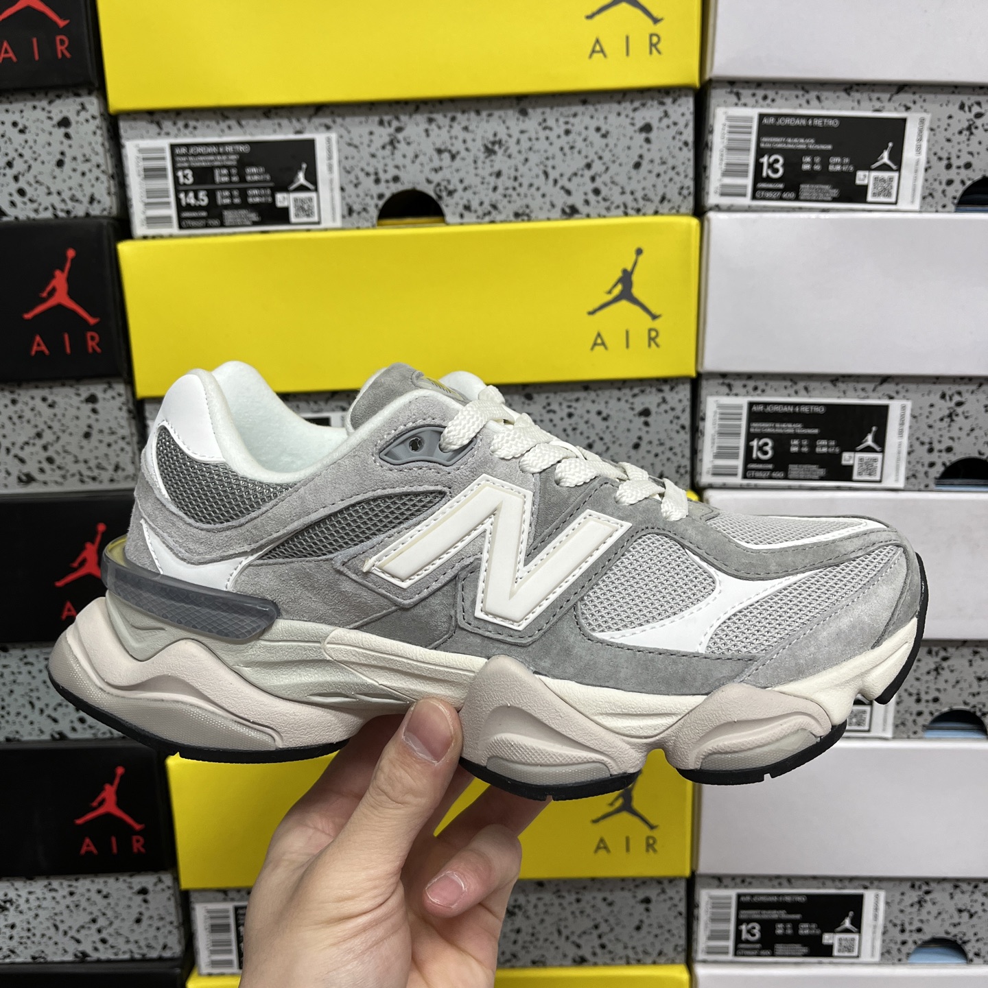  纯原 New Balance NB9060系列 白灰 新百伦绒面革网布经典百搭防滑耐磨透气低帮生活休闲