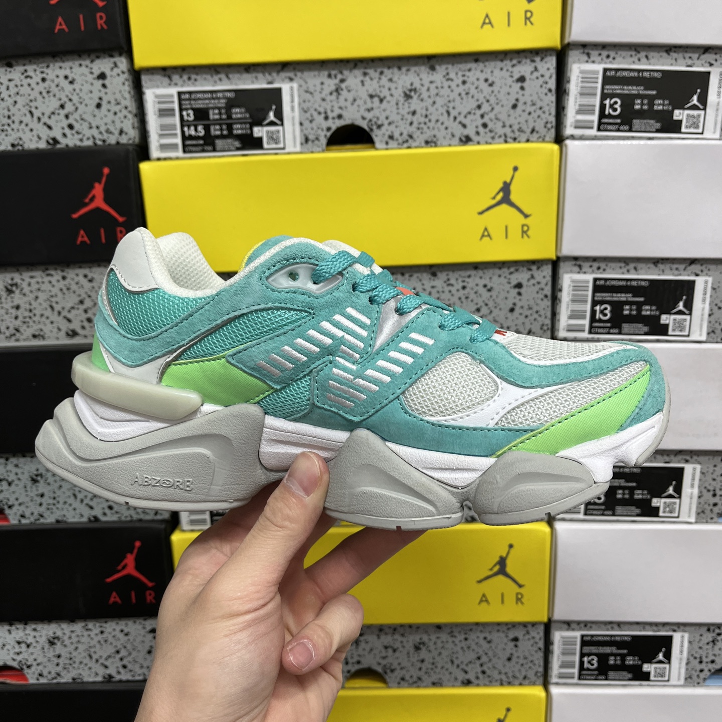  纯原 New Balance NB9060系列 联名白绿  新百伦绒面革网布经典百搭防滑耐磨透气低帮生