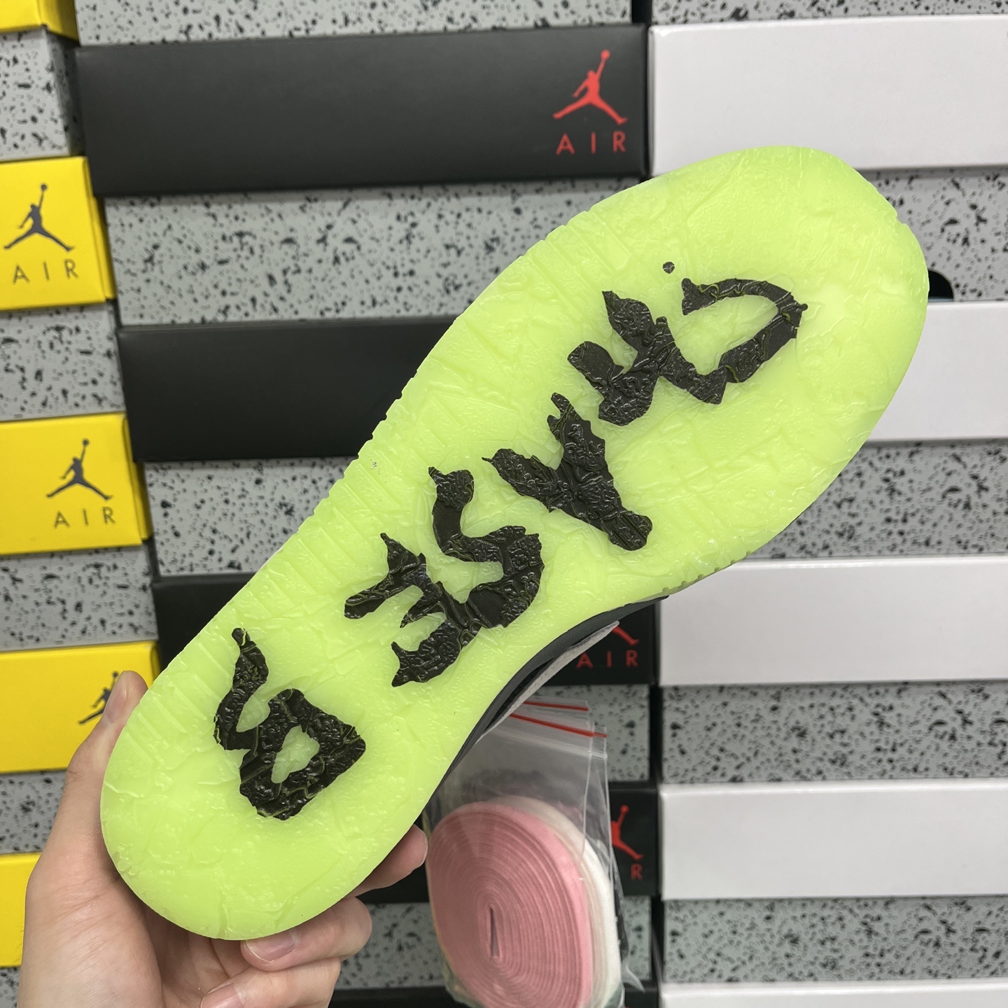 纯原 Travis Scott x Jordan AJ Cut The Check 荧光绿 TS倒钩联名