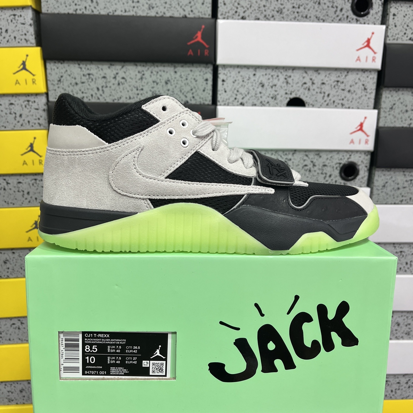 纯原 Travis Scott x Jordan AJ Cut The Check 荧光绿 TS倒钩联名