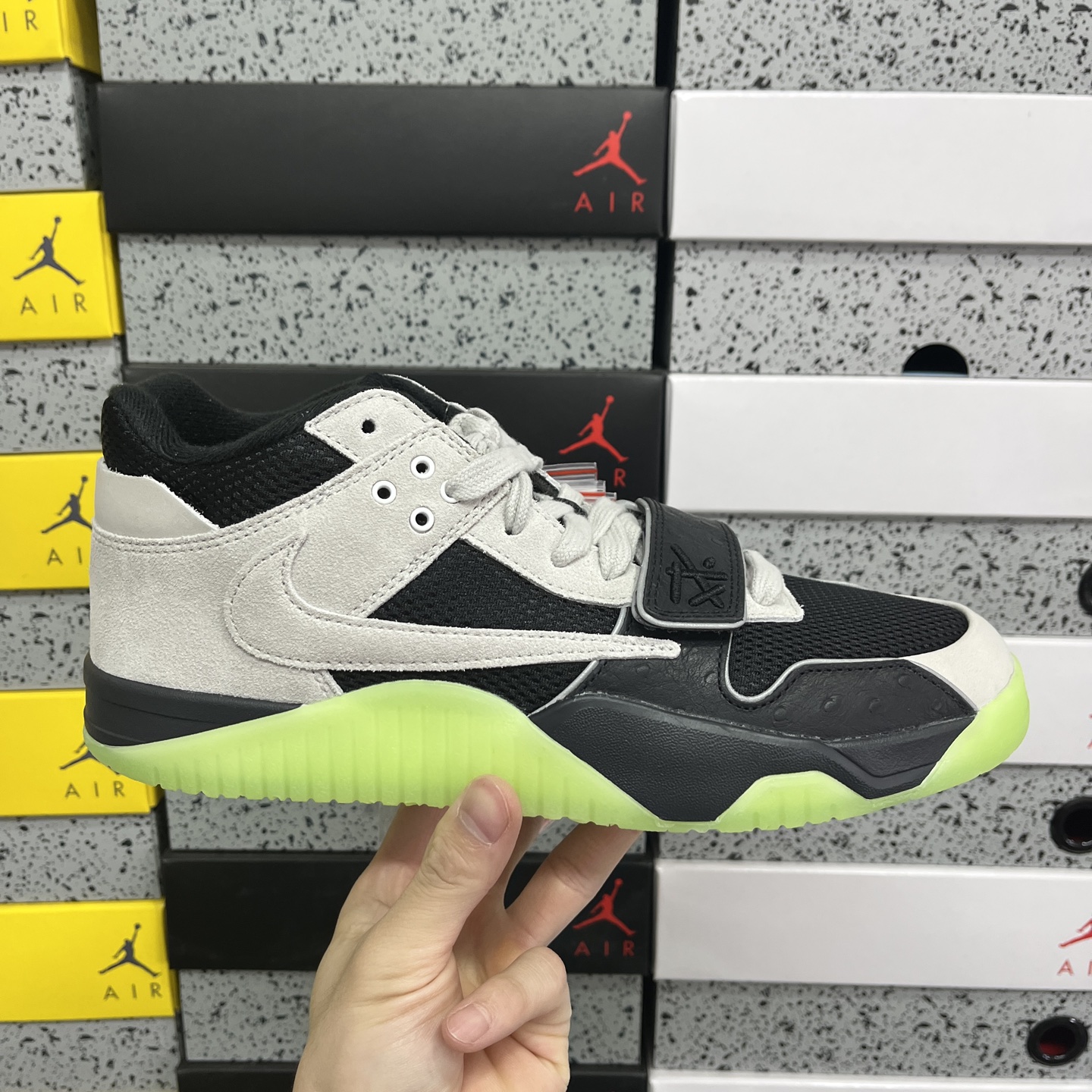 纯原 Travis Scott x Jordan AJ Cut The Check 荧光绿 TS倒钩联名