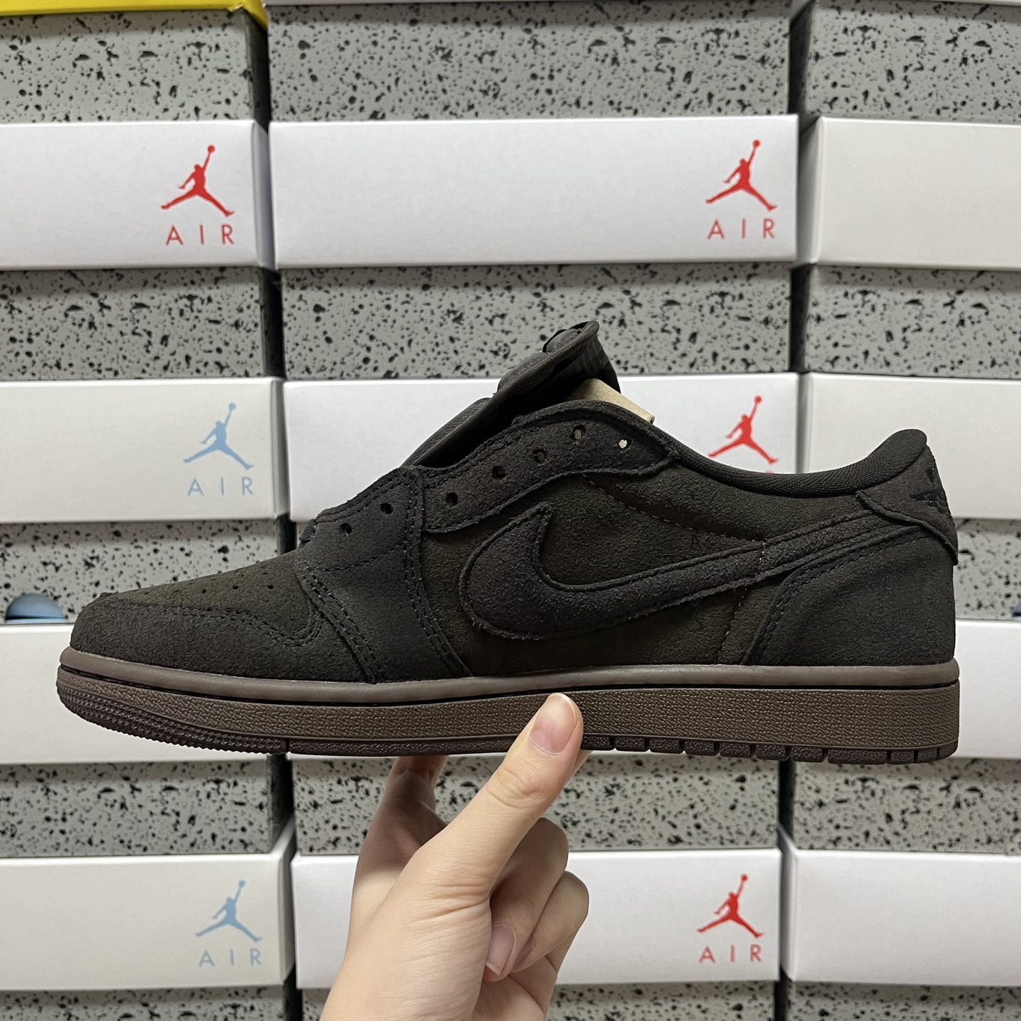 原厂F版 纯原 Travis Scott x Air Jordan 1 Low 低帮 丝绒倒钩9.0 棕