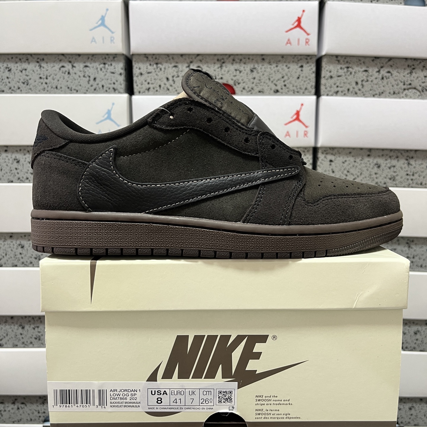 原厂F版 纯原 Travis Scott x Air Jordan 1 Low 低帮 丝绒倒钩9.0 棕