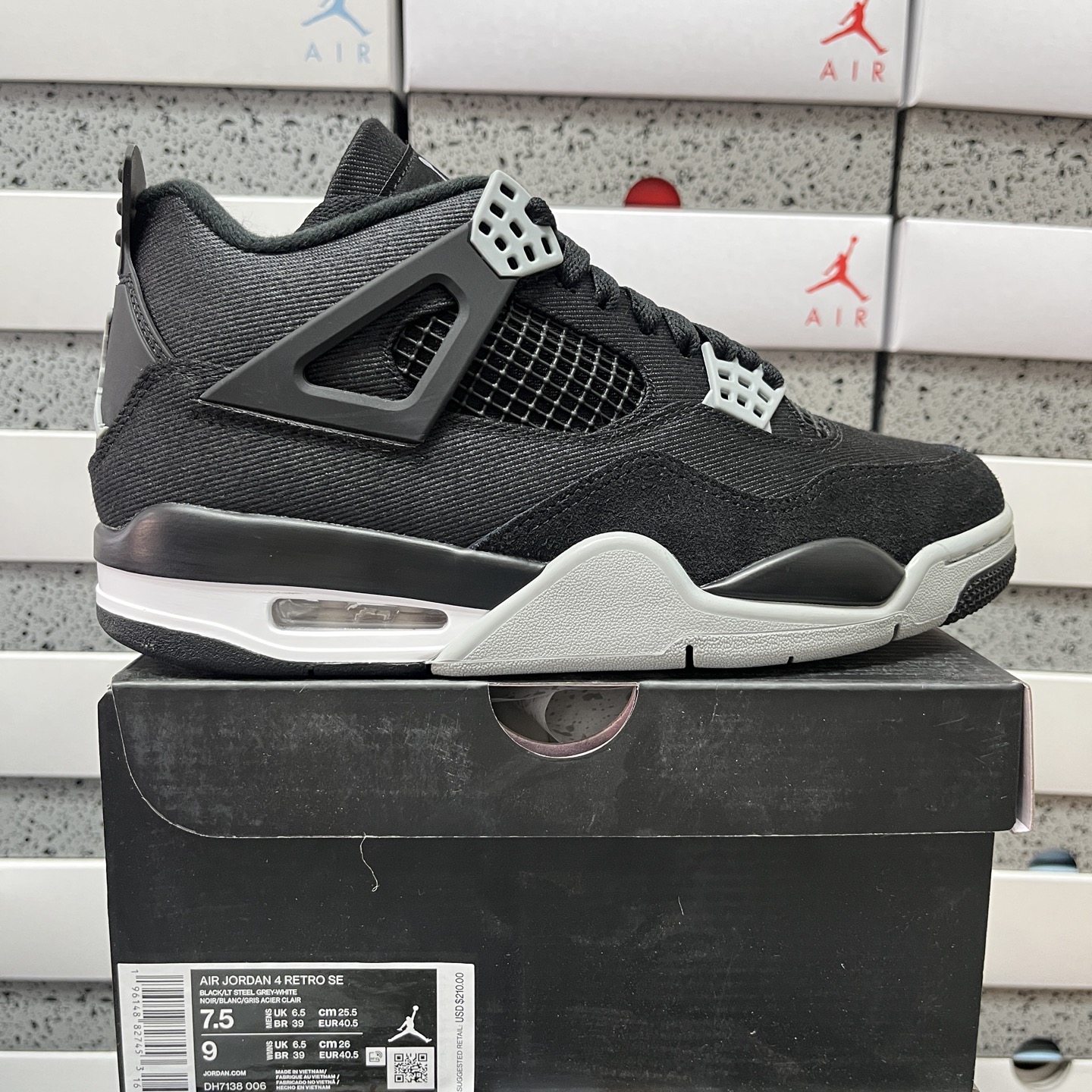 R1版 Air Jordan 4 Retro ”Black Canvas“ 黑色 帆布 小阿姆正确鞋型 