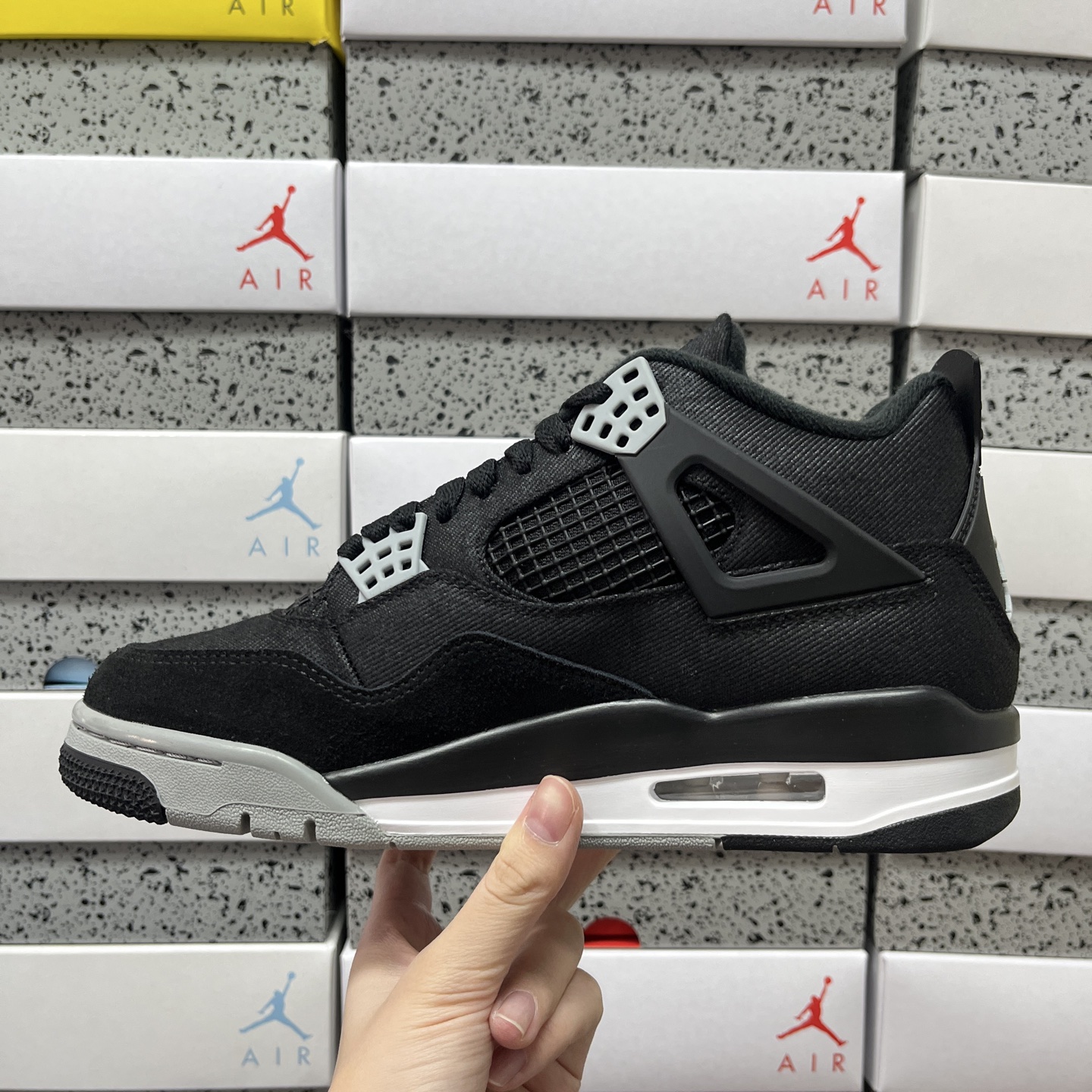 R1版 Air Jordan 4 Retro ”Black Canvas“ 黑色 帆布 小阿姆正确鞋型 