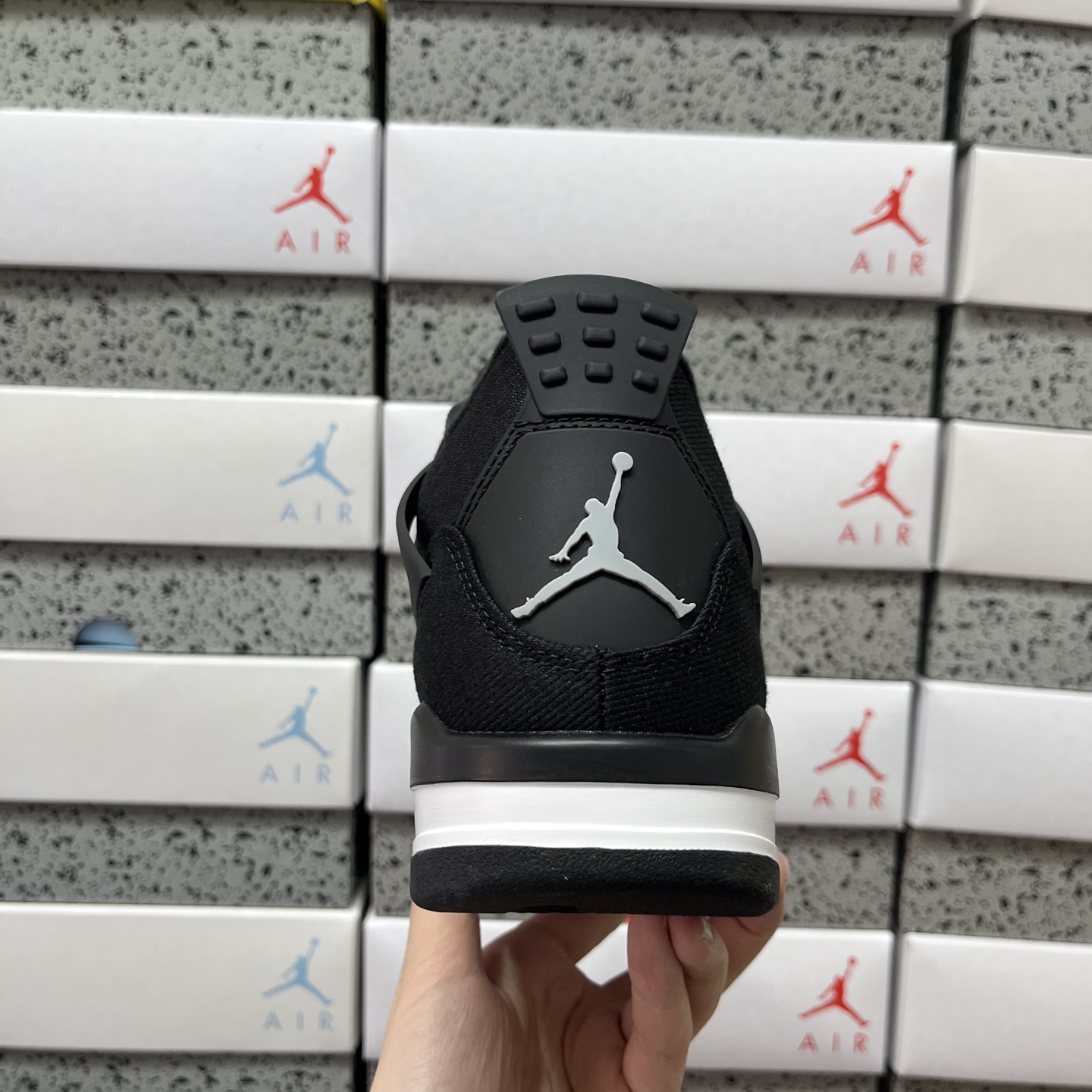 R1版 Air Jordan 4 Retro ”Black Canvas“ 黑色 帆布 小阿姆正确鞋型 