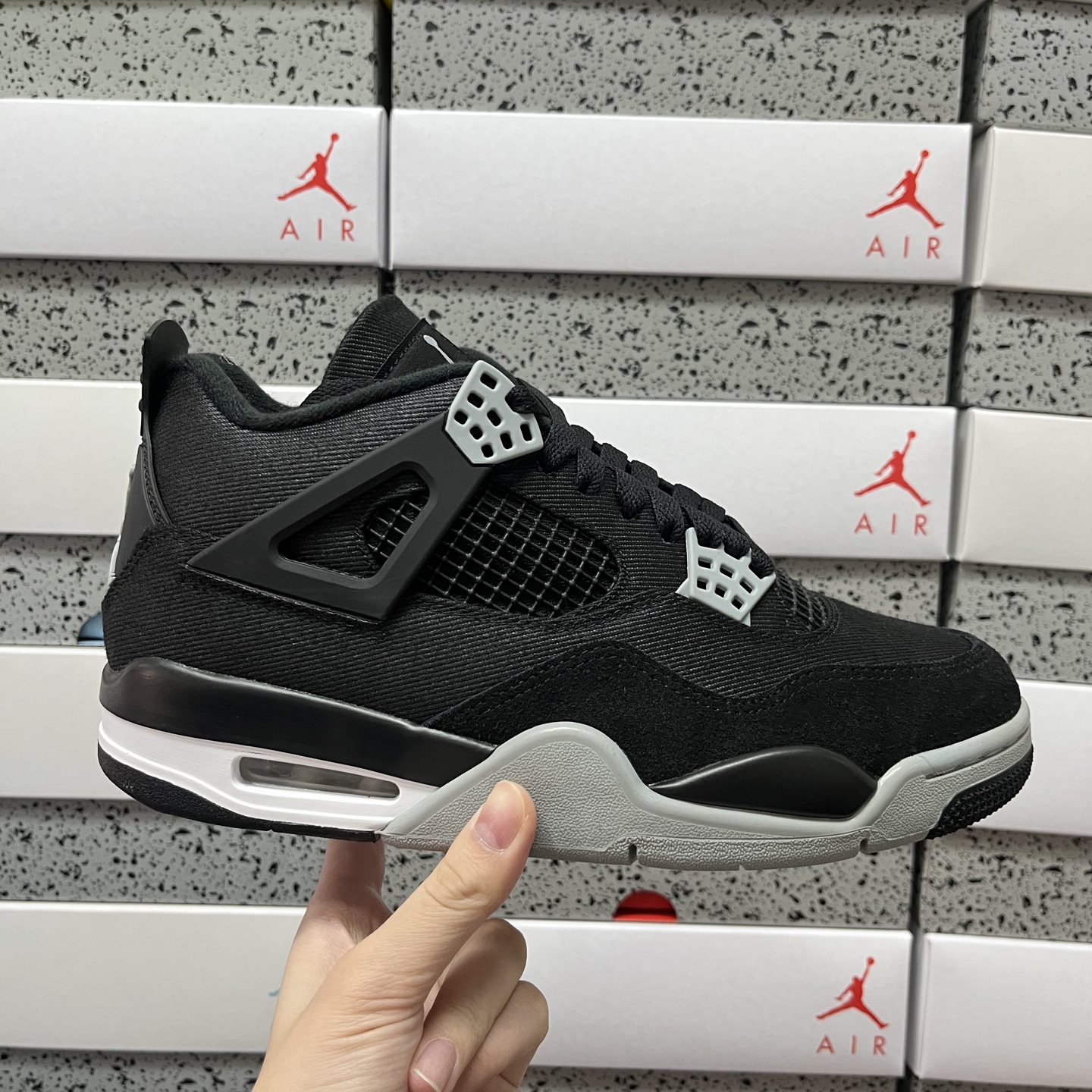 R1版 Air Jordan 4 Retro ”Black Canvas“ 黑色 帆布 小阿姆正确鞋型 