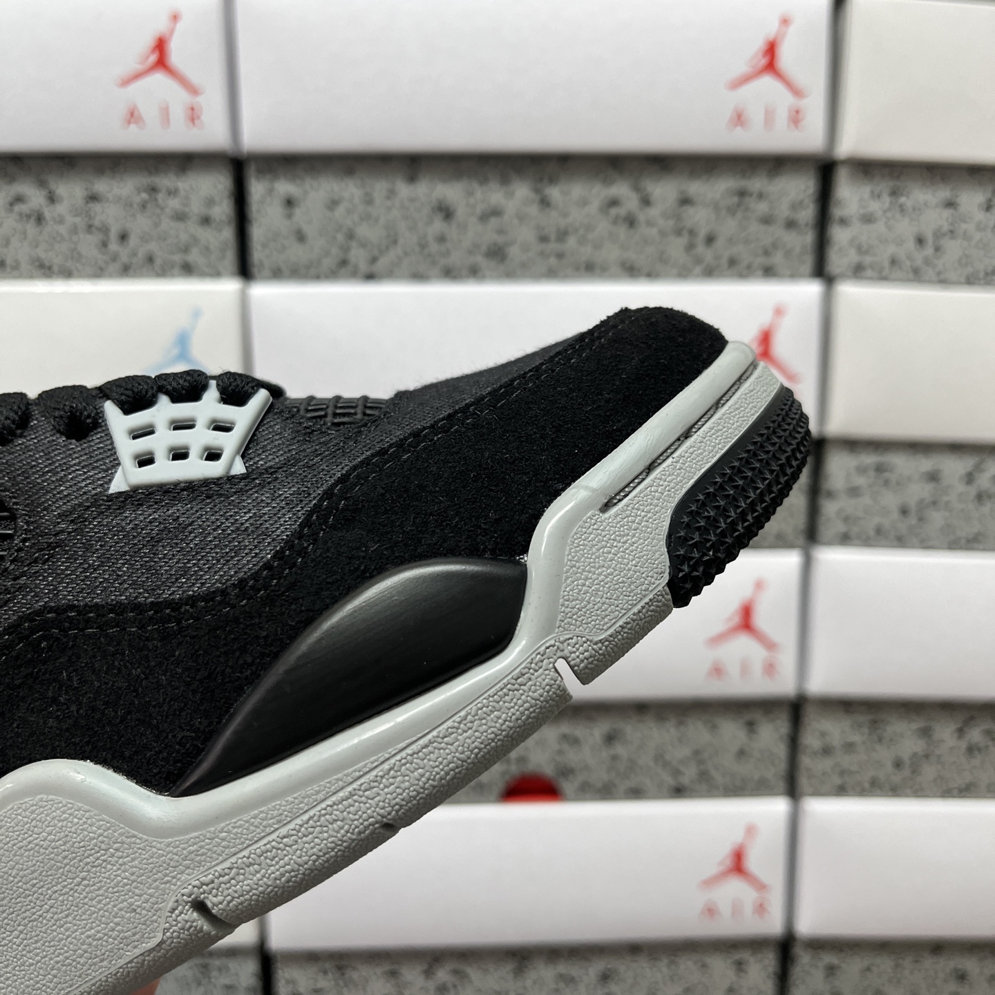 R1版 Air Jordan 4 Retro ”Black Canvas“ 黑色 帆布 小阿姆正确鞋型 