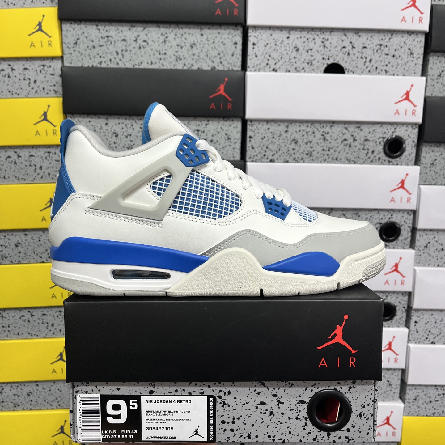 R1版 Air Jordan 4 n4 AJ4 白蓝 #Air Jordan 4“MILITARY BL