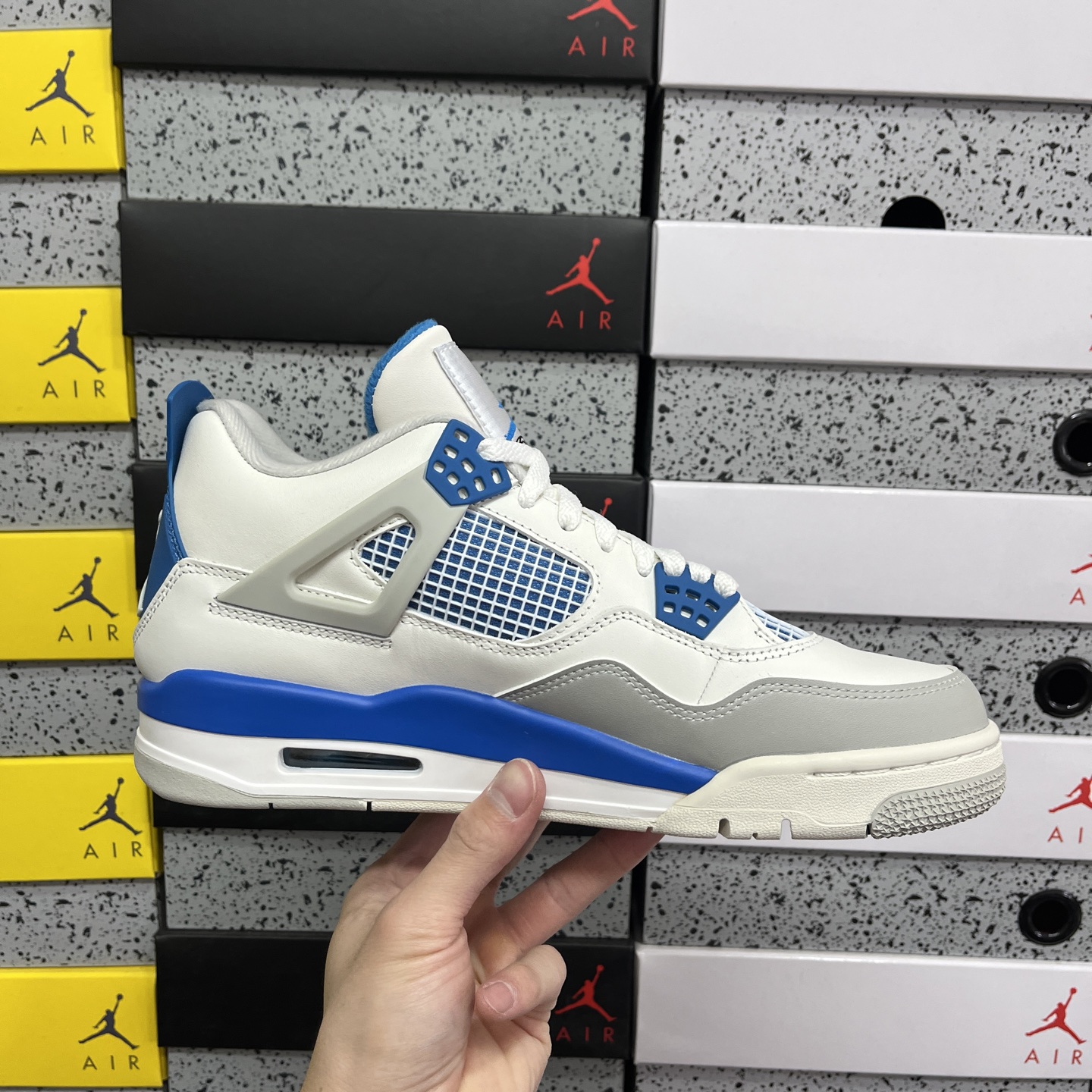 R1版 Air Jordan 4 n4 AJ4 白蓝 #Air Jordan 4“MILITARY BL