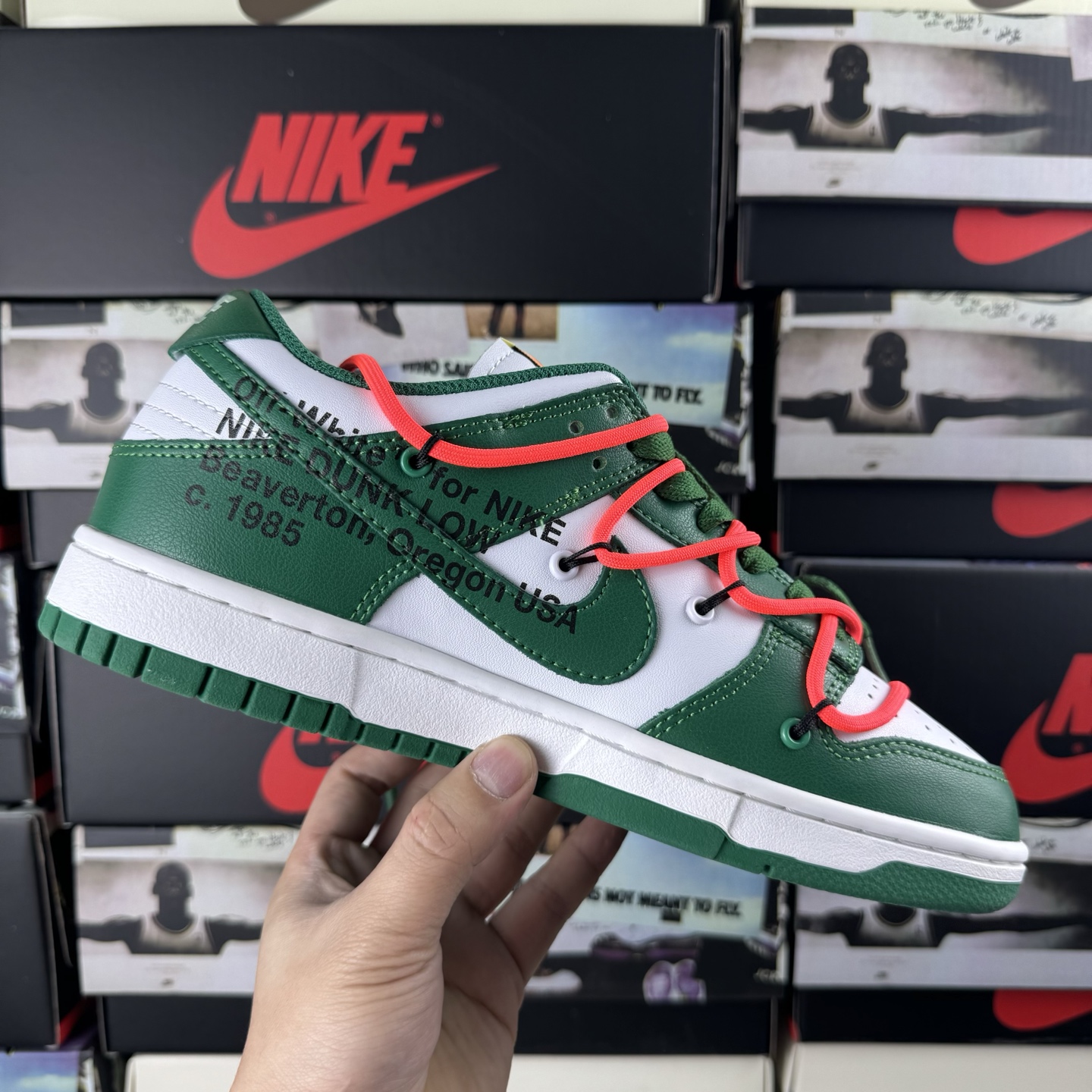 特价 Off-White x Nike Dunk Low LTHR OW 白绿 板鞋 贝利原厂皮料加持 