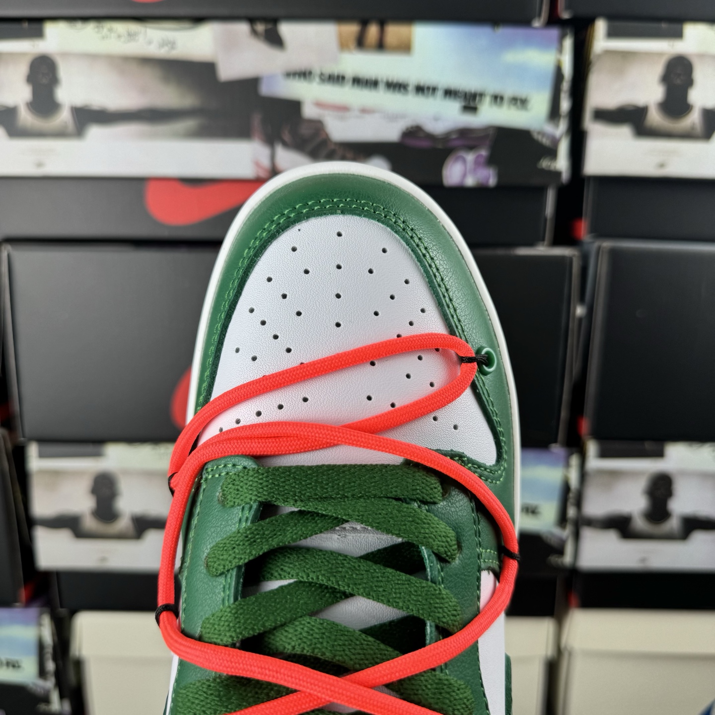 特价 Off-White x Nike Dunk Low LTHR OW 白绿 板鞋 贝利原厂皮料加持 