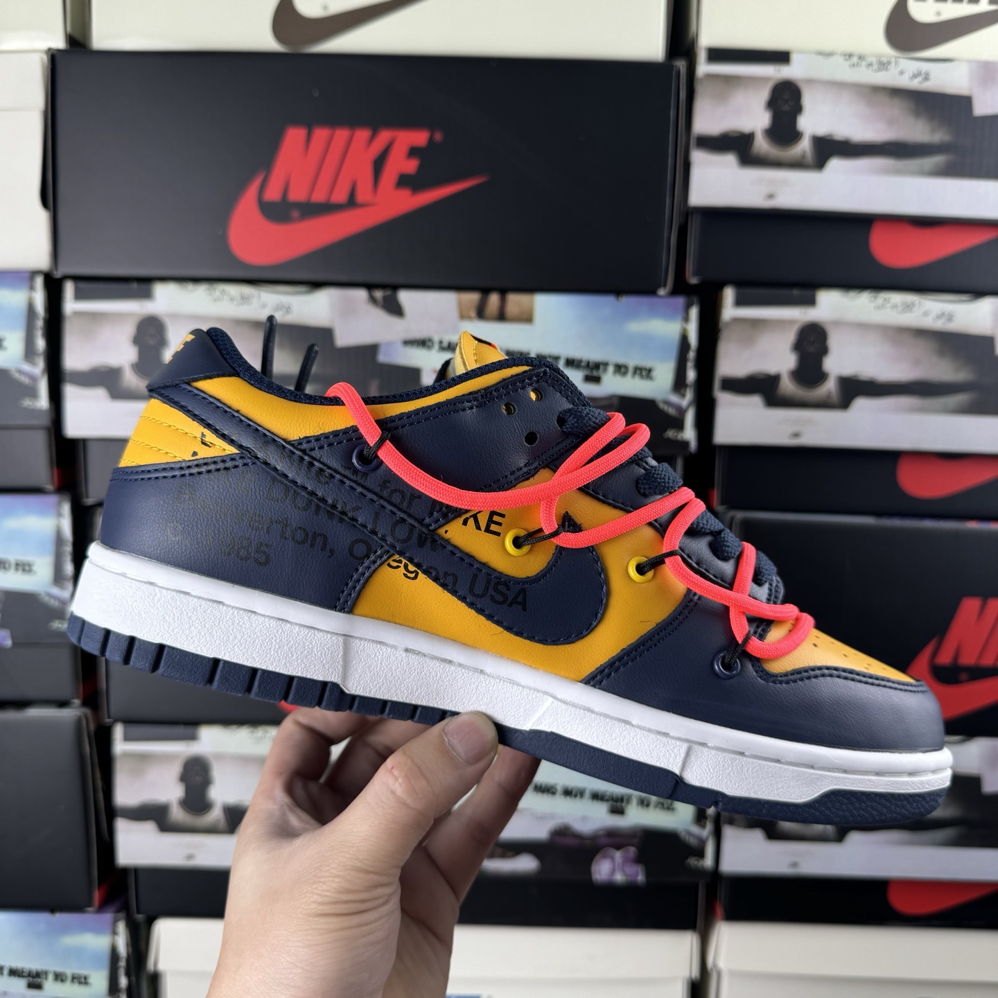 特价 Off-White™ x NK Dunk Low OW联名黄蓝色 Pnme Asia贝利原厂皮料加