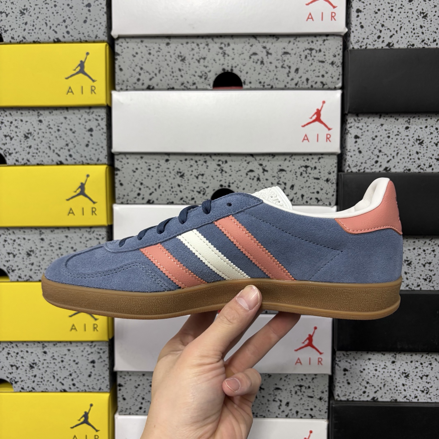 Adidas Originals Gazelle INdoor  蓝粉 阿迪达斯 三叶草休闲防滑耐磨低帮