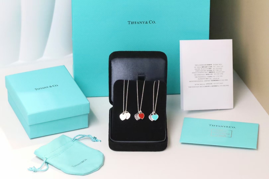 Tiffany & Co. Tiffany&Co.带钻 珐琅心形锁骨项链