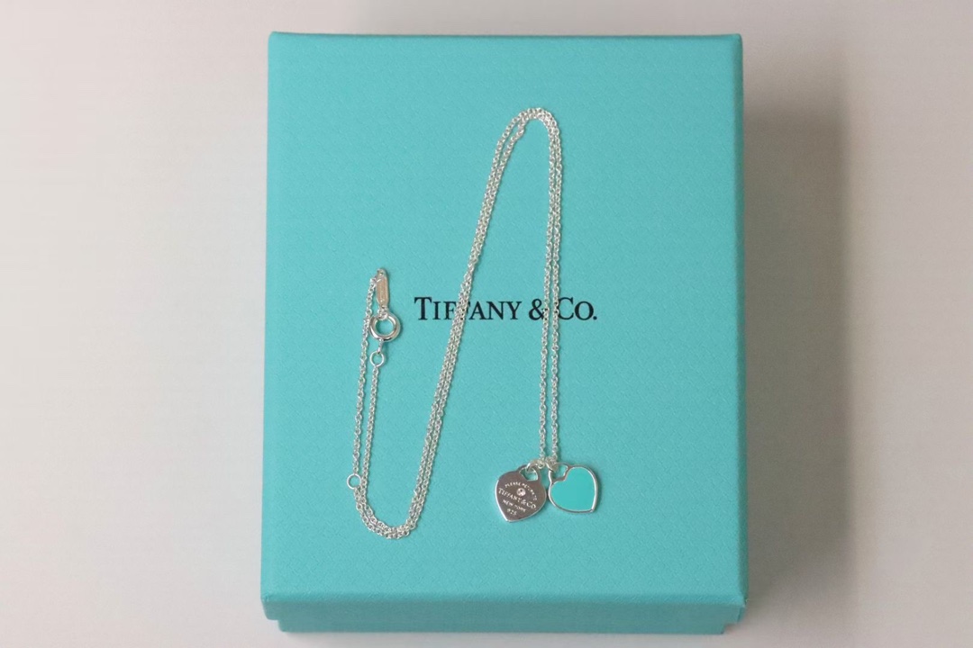 Tiffany & Co. Tiffany&Co.带钻 珐琅心形锁骨项链
