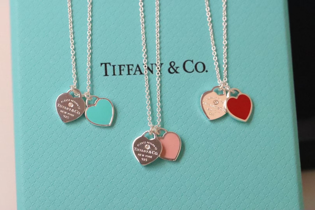Tiffany & Co. Tiffany&Co.带钻 珐琅心形锁骨项链