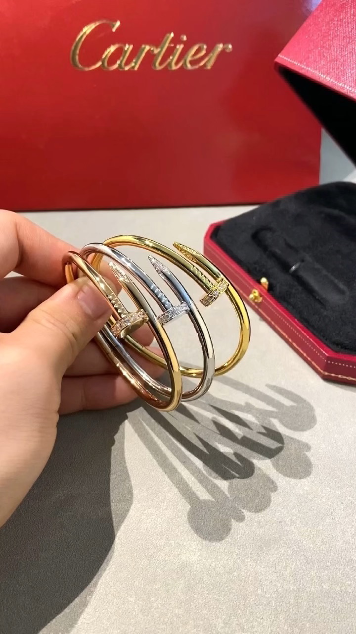 Cartier Cartier 银色玫瑰金黄金 头尾钻钉子手镯