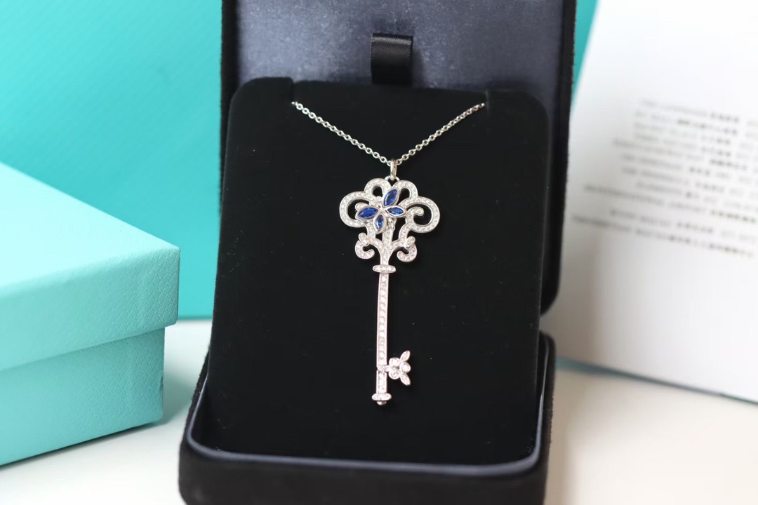 Tiffany & Co. Tiffany&Co.925纯银 蓝钻蝴蝶钥匙项链