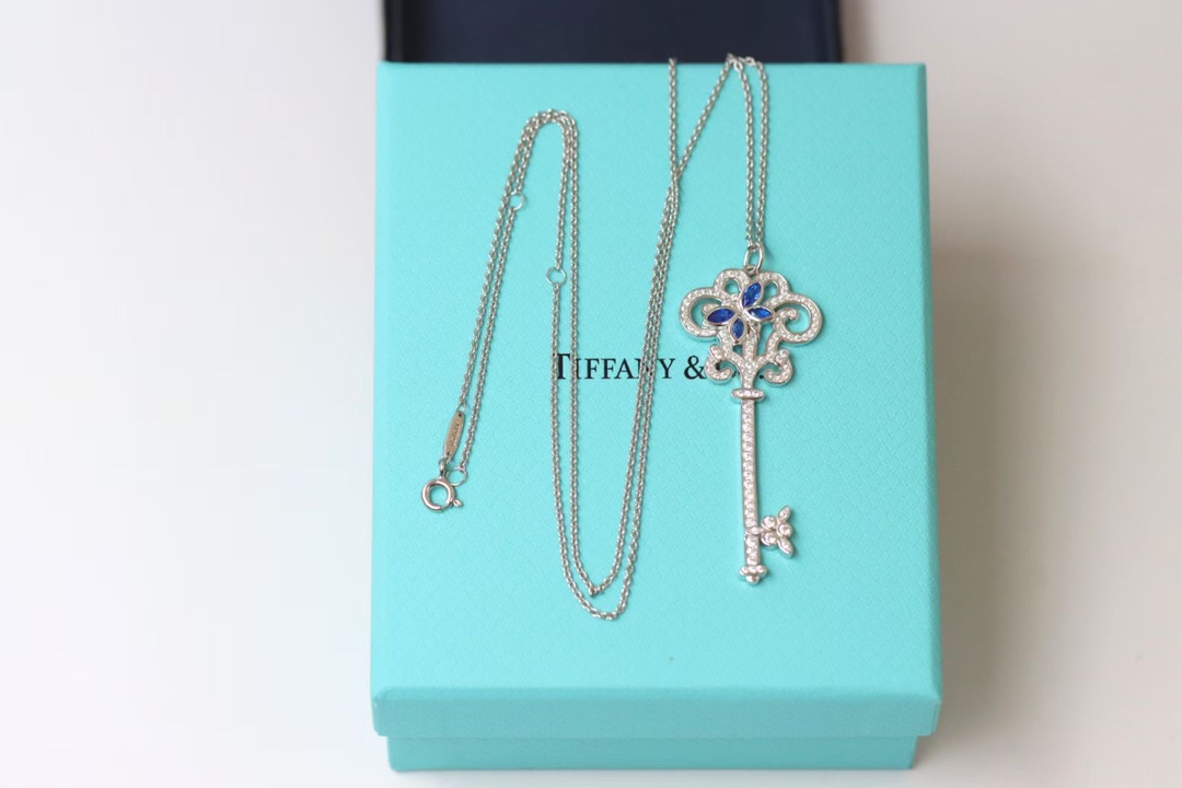 Tiffany & Co. Tiffany&Co.925纯银 蓝钻蝴蝶钥匙项链