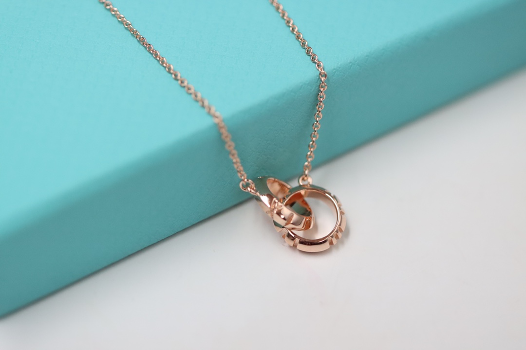 Tiffany & Co. Tiffany&Co. 罗马数字 玫瑰金双环锁骨项链