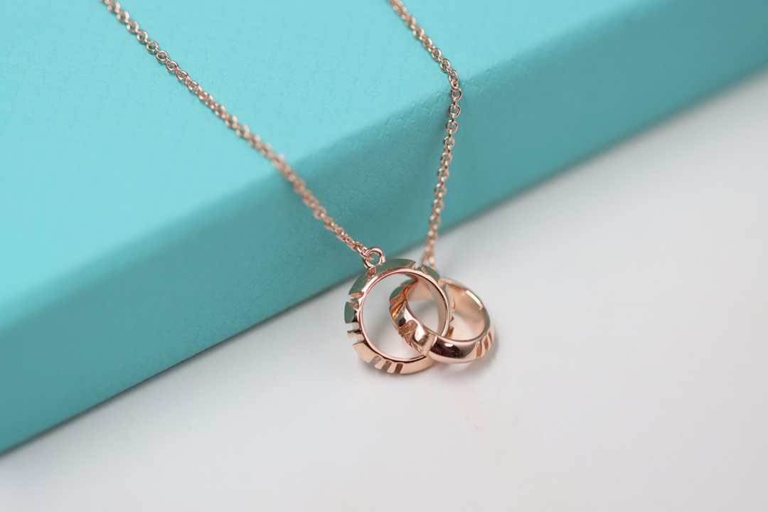 Tiffany & Co. Tiffany&Co. 罗马数字 玫瑰金双环锁骨项链