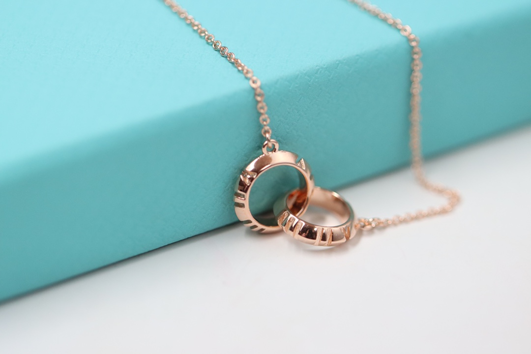 Tiffany & Co. Tiffany&Co. 罗马数字 玫瑰金双环锁骨项链