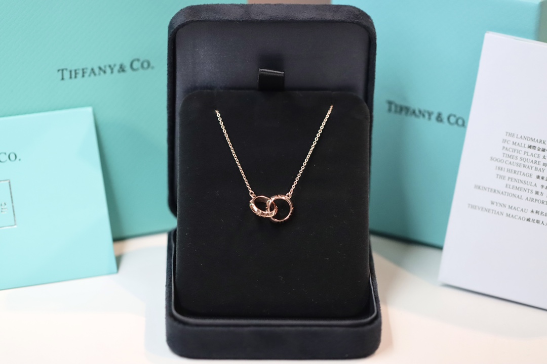 Tiffany & Co. Tiffany&Co. 罗马数字 玫瑰金双环锁骨项链
