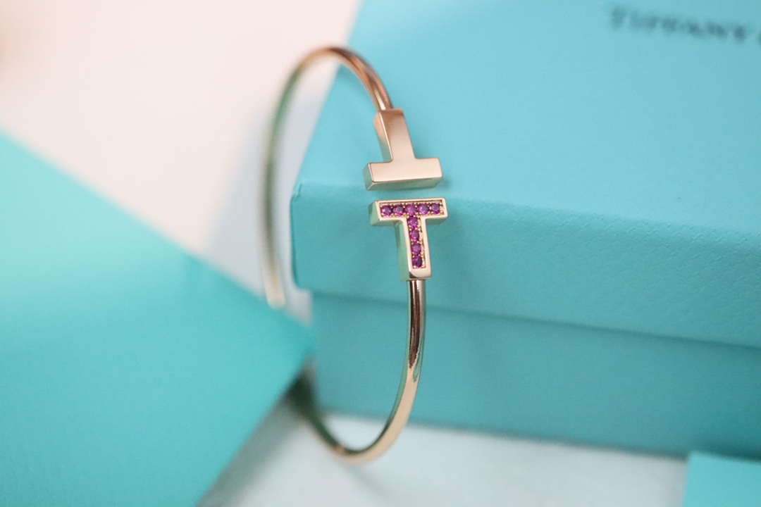 Tiffany & Co. Tiffany&Co. 粉钻石松‬伴钻双T 手镯