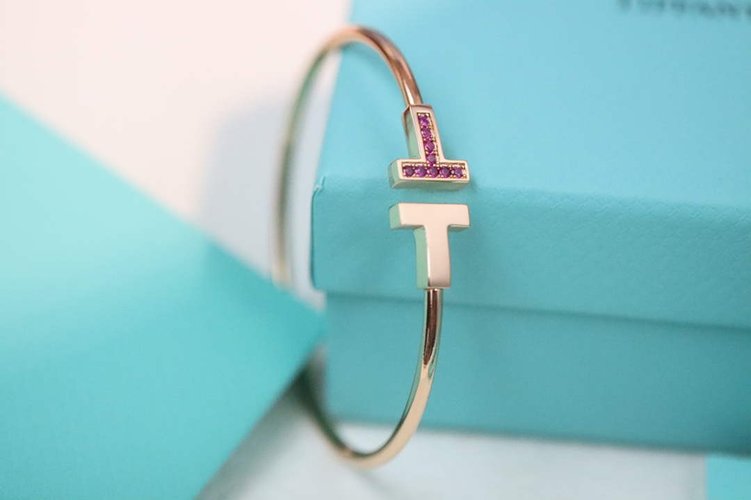 Tiffany & Co. Tiffany&Co. 粉钻石松‬伴钻双T 手镯