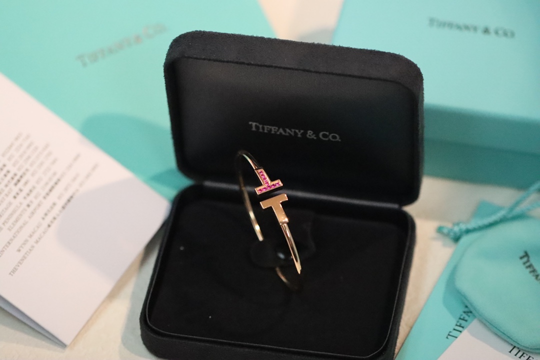Tiffany & Co. Tiffany&Co. 粉钻石松‬伴钻双T 手镯