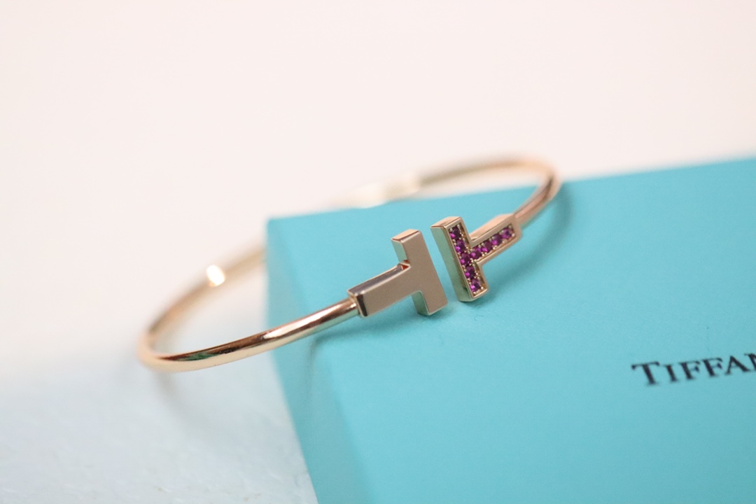 Tiffany & Co. Tiffany&Co. 粉钻石松‬伴钻双T 手镯