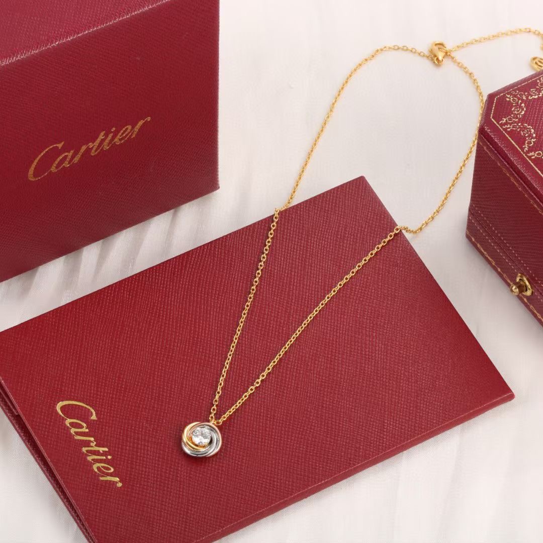 Cartier Cartier/卡地亚 三色单钻锁骨项链
