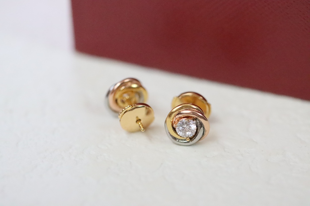 Cartier Cartier/卡地亚 三色圆环单钻耳环