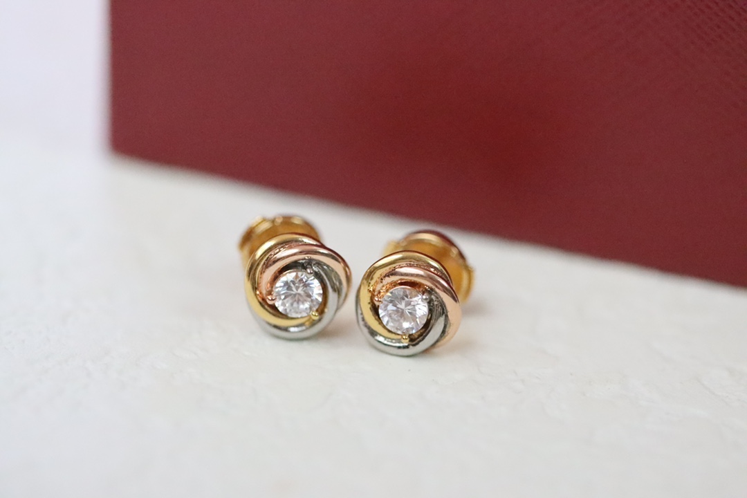 Cartier Cartier/卡地亚 三色圆环单钻耳环
