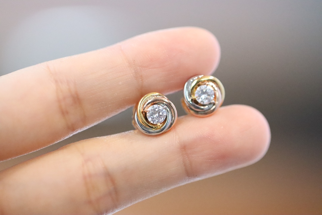Cartier Cartier/卡地亚 三色圆环单钻耳环