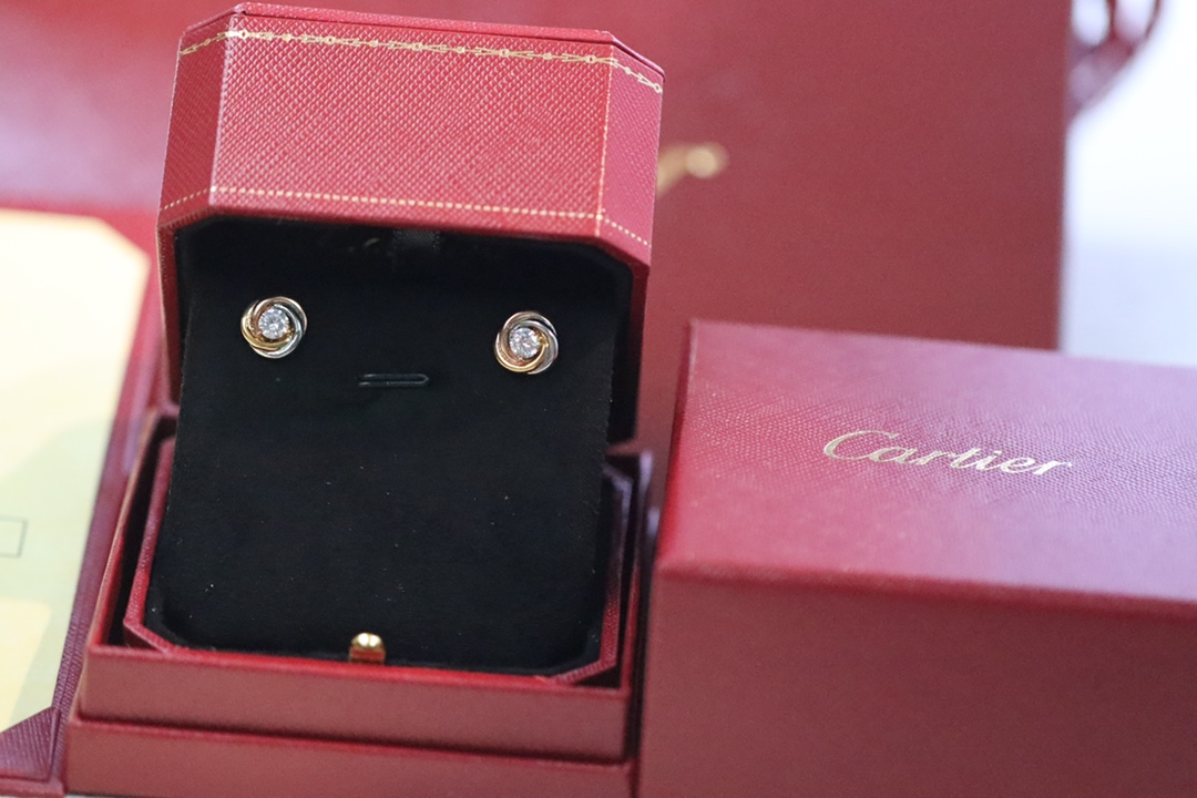 Cartier Cartier/卡地亚 三色圆环单钻耳环