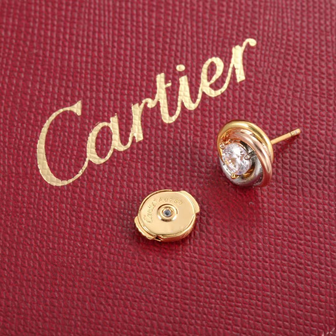Cartier Cartier/卡地亚 三色圆环单钻耳环