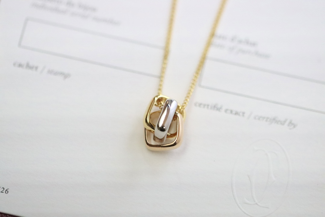 Cartier Cartier/卡地亚 三色三环方形 锁骨项链